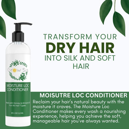 Grow Sis Moisture Loc Conditioner with Honey and Almond oil All Hair Types 8.oz